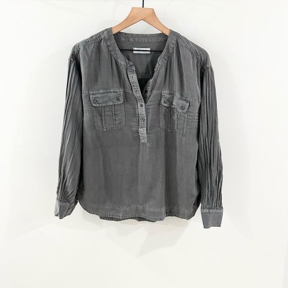 Lucky Brand Women’s Utility Pocket Button Up Shirt Gray Size Large - Picture 4 of 8